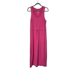 Peter Millar Bright Pink Stretchy Drawstring Waist Tank Midi Dress, Size Small